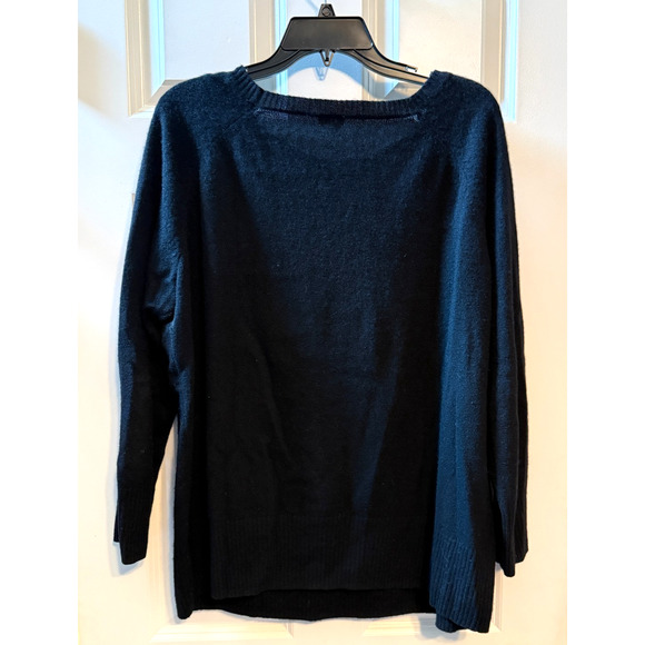 Halogen Cashmere Size 2X Dark Navy Black White Polka Dot Crew Neck Sweater - Picture 4 of 7